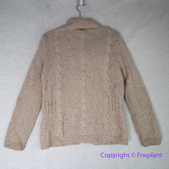 Eddie Bauer Chunky Cable Knit Lambs Wool cotton blend Cardigan Sweater,‎ size L - Picture 6 of 15